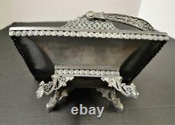 Rare Ornate Atq Metal Basket Middletown Plate Co 1870-80's Crocodile Dragonfly