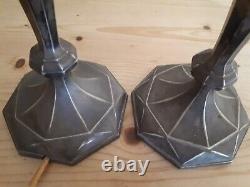 Rare Pair Elkington Co Table lamps silver plate 1924 hallmark Art Nouveau