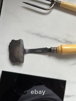 Rare Plate Lifter in Brite-Cut Design, Silver-plated with Bone Handle Vintage