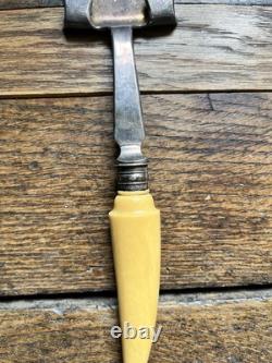 Rare Plate Lifter in Brite-Cut Design, Silver-plated with Bone Handle Vintage