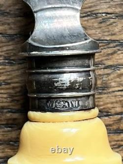 Rare Plate Lifter in Brite-Cut Design, Silver-plated with Bone Handle Vintage