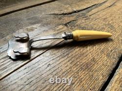 Rare Plate Lifter in Brite-Cut Design, Silver-plated with Bone Handle Vintage