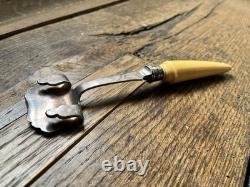 Rare Plate Lifter in Brite-Cut Design, Silver-plated with Bone Handle Vintage
