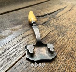 Rare Plate Lifter in Brite-Cut Design, Silver-plated with Bone Handle Vintage