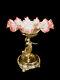 Rare Silver Plated Figural Cranberry Ruffle Glass Centerpiece Bowl Circa 1895