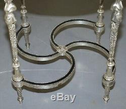 Rare Silver Plated Sculpted French Empire Style Marble Topped Occasional Table