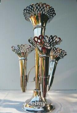 Rare Stunning Stylish Original Art Deco English Silver Plate Epergne Complete