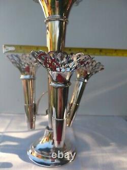 Rare Stunning Stylish Original Art Deco English Silver Plate Epergne Complete