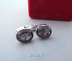 Rare USSR 875 Silver Gold Plated Alexandrite Cufflinks 16.5g