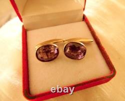 Rare USSR 875 Silver Gold Plated Alexandrite Cufflinks 16.5g