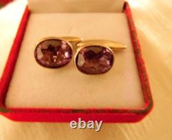 Rare USSR 875 Silver Gold Plated Alexandrite Cufflinks 16.5g
