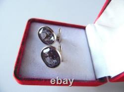 Rare USSR 875 Silver Gold Plated Alexandrite Cufflinks 16.5g