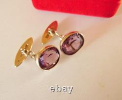 Rare USSR 875 Silver Gold Plated Alexandrite Cufflinks 16.5g