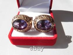 Rare USSR 875 Silver Gold Plated Cufflinks Alexandrite 12g