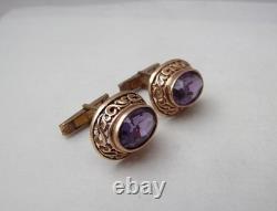 Rare USSR 875 Silver Gold Plated Cufflinks Alexandrite 12g