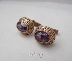 Rare USSR 875 Silver Gold Plated Cufflinks Alexandrite 12g