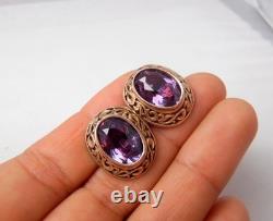Rare USSR 875 Silver Gold Plated Cufflinks Alexandrite 12g