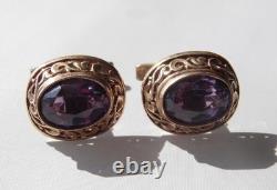 Rare USSR 875 Silver Gold Plated Cufflinks Alexandrite 12g