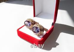 Rare USSR 875 Silver Gold Plated Cufflinks Alexandrite 12g
