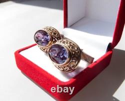 Rare USSR 875 Silver Gold Plated Cufflinks Alexandrite 12g