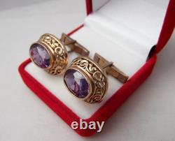Rare USSR 875 Silver Gold Plated Cufflinks Alexandrite 12g