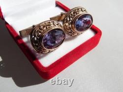Rare USSR 875 Silver Gold Plated Cufflinks Alexandrite 12g