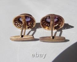 Rare USSR 875 Silver Gold Plated Cufflinks Alexandrite 12g
