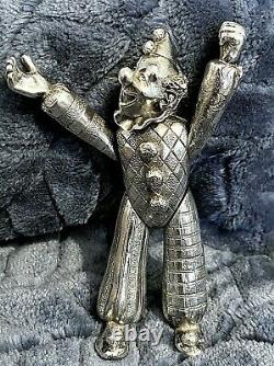 Rare Vintage 1995 Articulated Silver Plated Clown By Kitney & Co, Made In England
