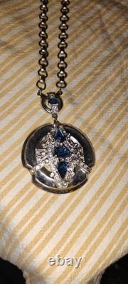 Rare Vintage Signed McClelland Barclay Art Deco Silver Plated pendant necklace