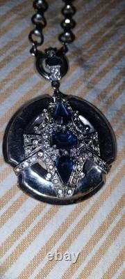 Rare Vintage Signed McClelland Barclay Art Deco Silver Plated pendant necklace