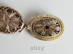 Rare Vintage Soviet Russian Silver 916 FILIGREE PENDANT Gold Plated Locket 9.2gr