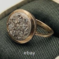 Rare Vintage Sterling Silver Set Ring Earrings Size 7 USSR Jewelry Gold Plated