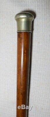 Rare antique wood nickel plate silver multi functional hidden shot flask cane