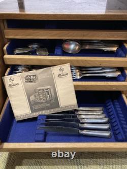 Rare vintage serving trolley with some original silver cutlery Bremer silverware