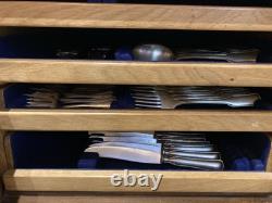 Rare vintage serving trolley with some original silver cutlery Bremer silverware