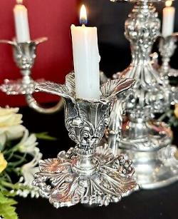 Reed & Barton Epergne #166 Silver Plated Candle Holder Original 5 Glass Liners