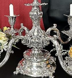 Reed & Barton Epergne #166 Silver Plated Candle Holder Original 5 Glass Liners