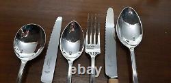 Retro Teak Table Top Cutlery Canteen Resin Faux Bone Sheffield Silver Plated