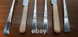 Retro Teak Table Top Cutlery Canteen Resin Faux Bone Sheffield Silver Plated