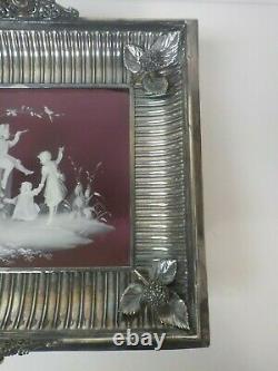 Rogers & Bros. Silver Plate Bride's Basket, Amethyst Mary Gregory Glass Base