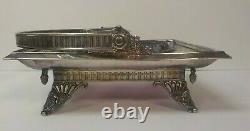 Rogers & Bros. Silver Plate Bride's Basket, Amethyst Mary Gregory Glass Base