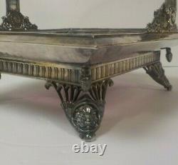 Rogers & Bros. Silver Plate Bride's Basket, Amethyst Mary Gregory Glass Base