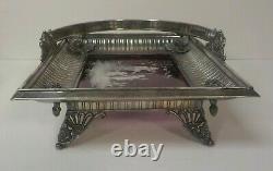 Rogers & Bros. Silver Plate Bride's Basket, Amethyst Mary Gregory Glass Base