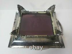 Rogers & Bros. Silver Plate Bride's Basket, Amethyst Mary Gregory Glass Base