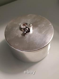 Round Silver Metal Box From The 1960s/70s Hallmarked Silversmith S. D To Identify
