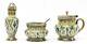Royal Doulton Lambeth Cruet Set Silver Plated tops by Emily H Hawksby Circa 1883