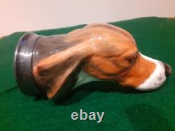 Royale Stratford Beagle Head Stirrup Cup Silver Plate Bevel with Certificate