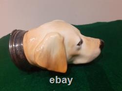Royale Stratford Labrador Head Stirrup Cup Silver Plate Bevel