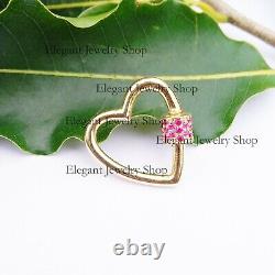 Ruby Carabiner Heart Lock Finding 925 Silver Yellow Gold Plated Clasp Jewelry