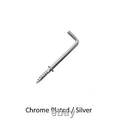 SCREW IN Dresser Hooks Brass White Silver L Square Shouldered Cup Hook Kitchen